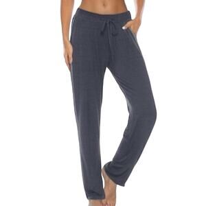 Comfy Yoga Pants Women Sz Medium Blue Loungewear Sweatpants Pockets Stretch SEE